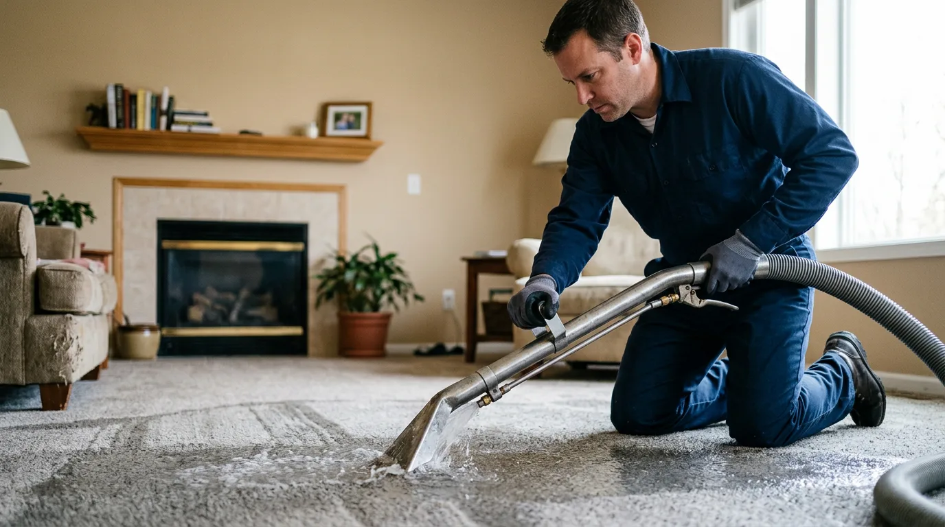 Water damage restoration technician working near Gautier, MS